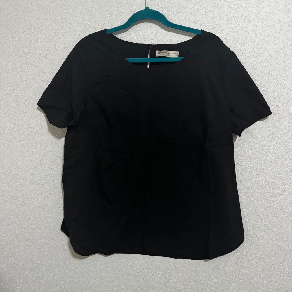Faded Glory Women Black Short Sleeve Crew Neck Basic T Shirt Top Plus Size XL